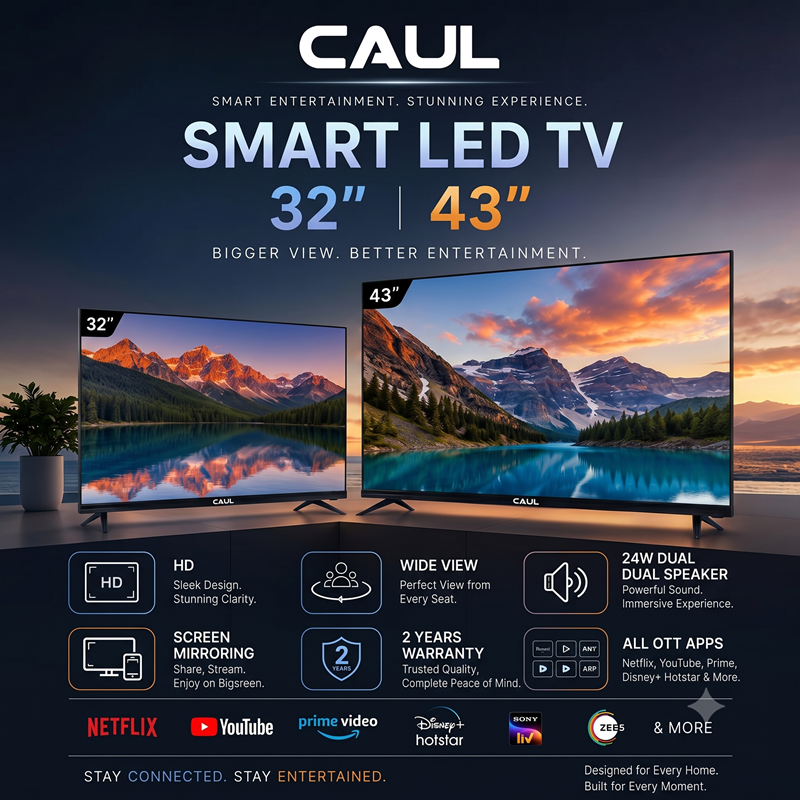 CAUL 32-inch Frameless Smart LED TV