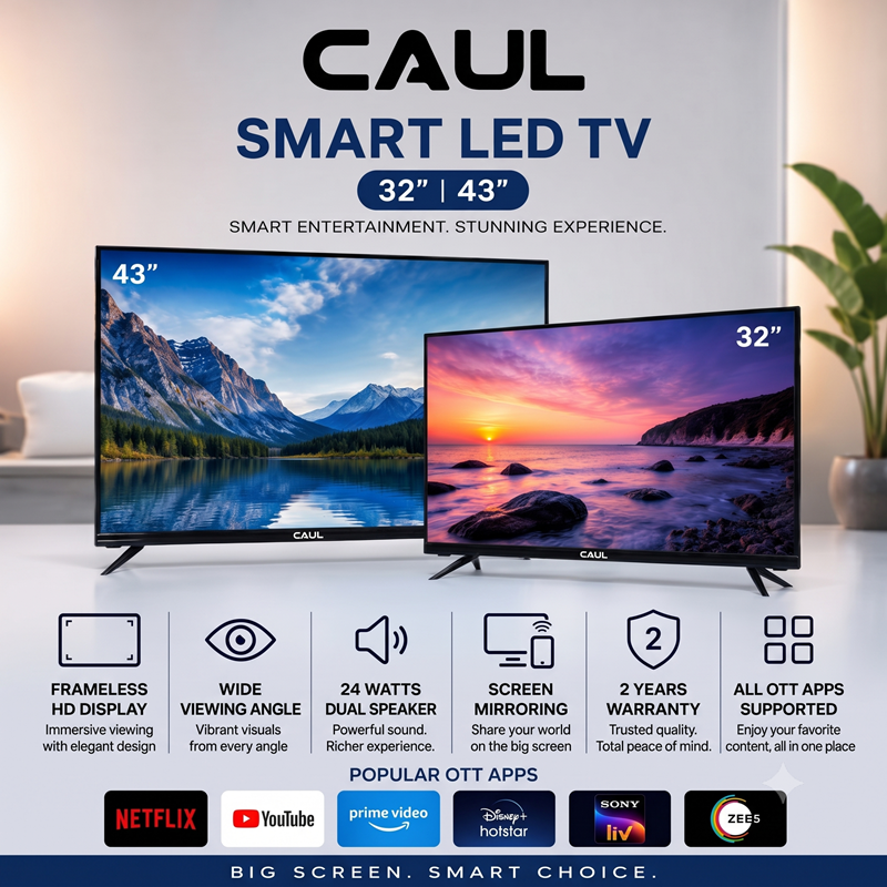 CAUL 32-inch Frameless Smart LED TV