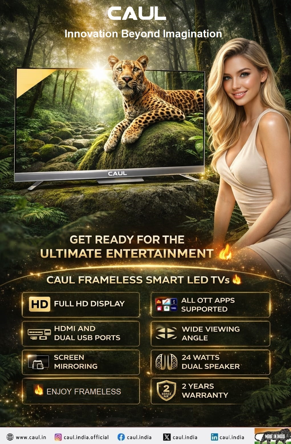 CAUL 43-inch Frameless Smart LED TV
