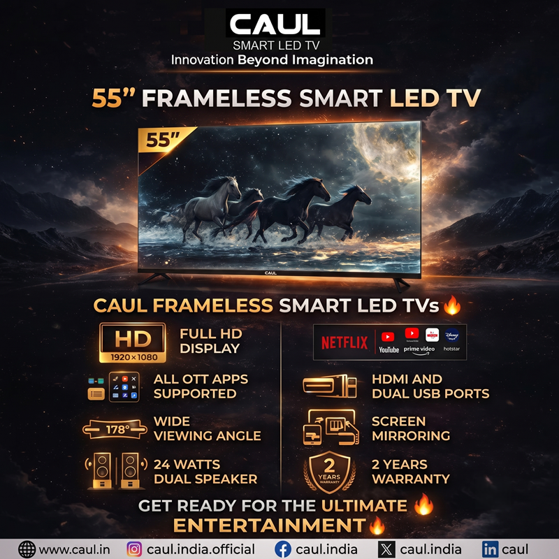 CAUL 55-inch Frameless Smart LED TV